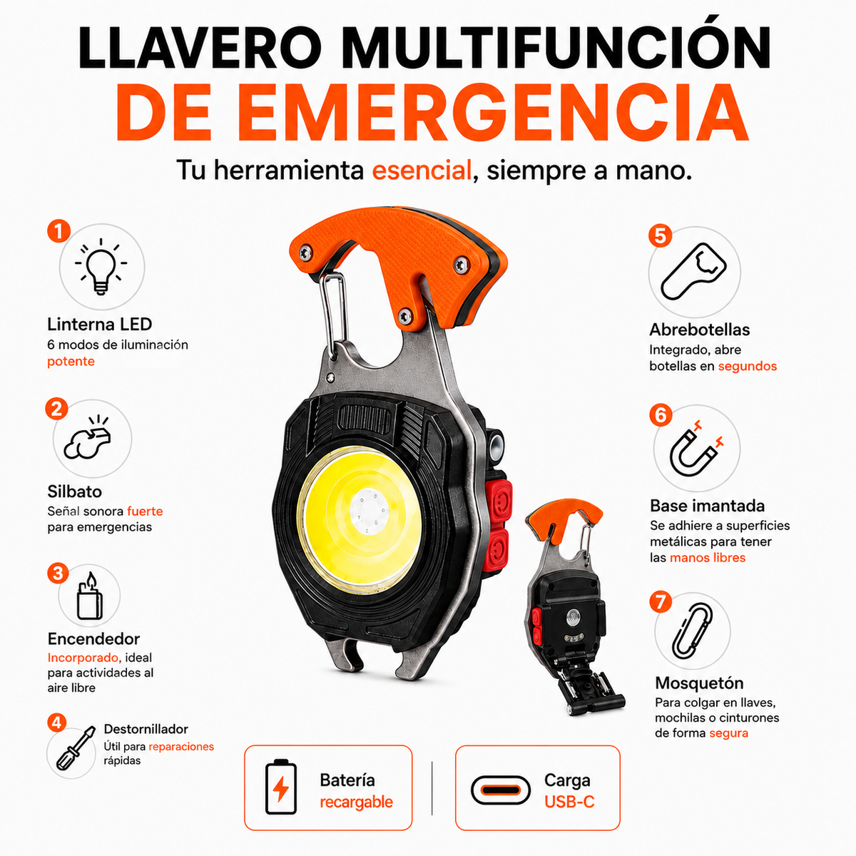 Llavero Multifunción 7 en 1